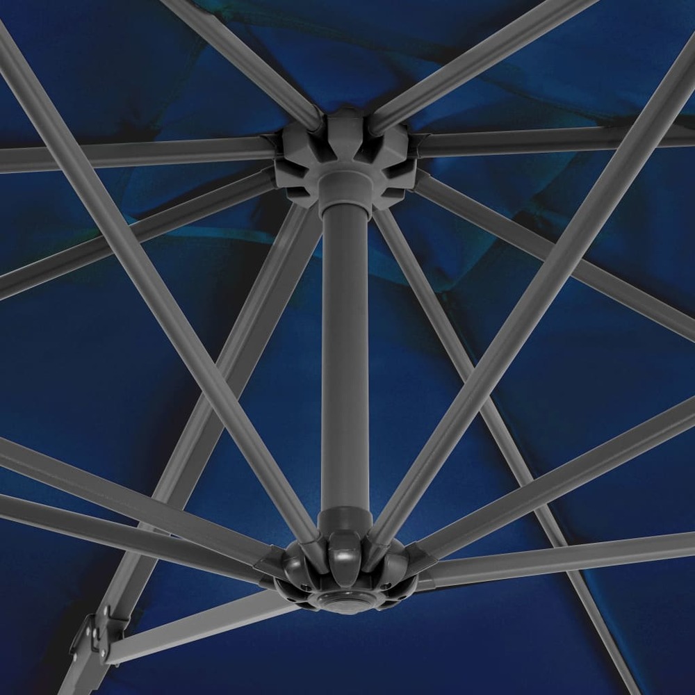 Parasol déporté et mât en aluminium 250 x 250 cm bleu azuré