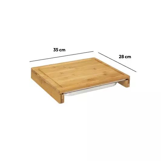 Planche à découper avec bac récupérateur (35 x 28 cm) Bois naturel