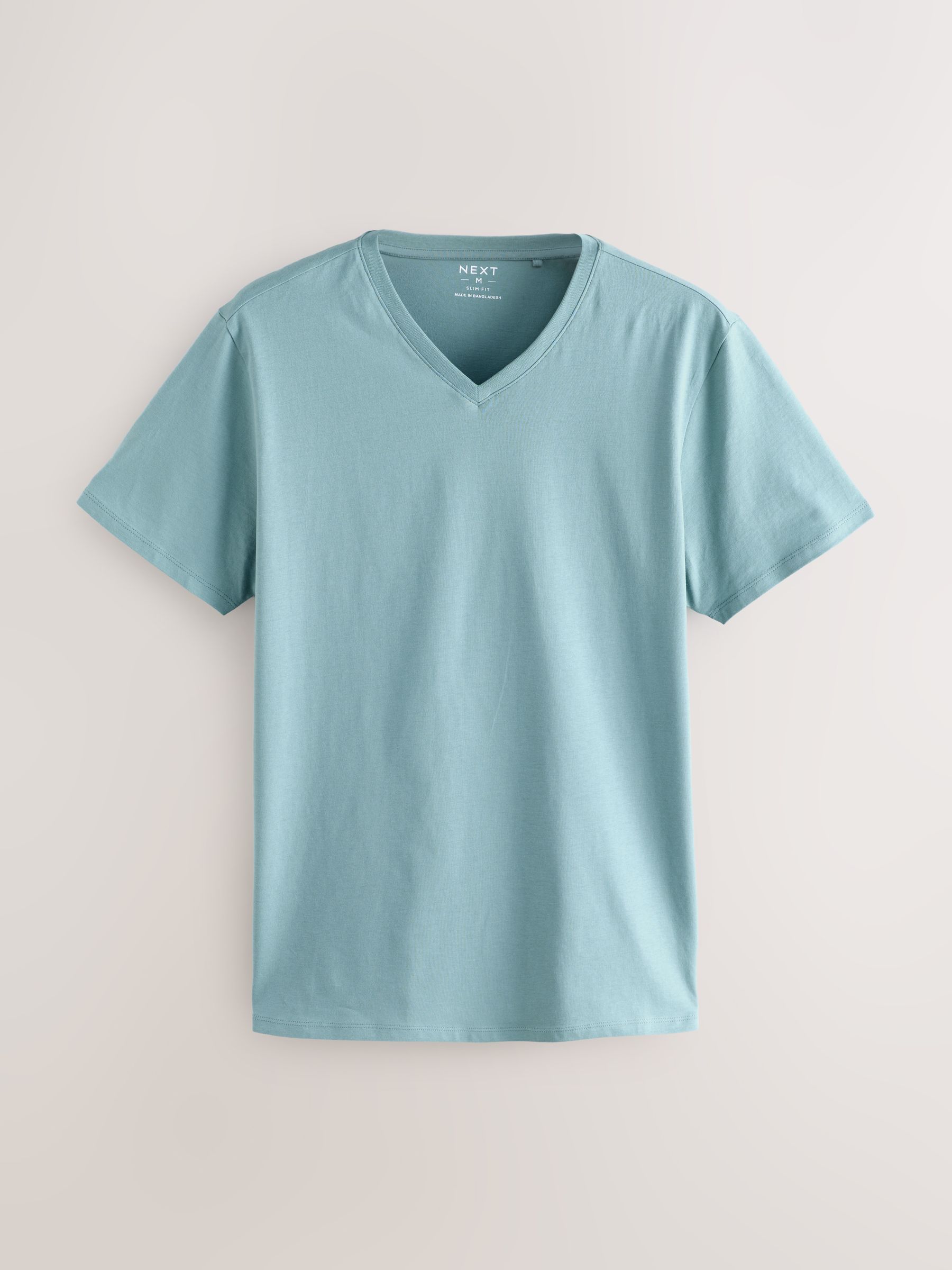 Blauw - Verpakking van 5 slim-fit 100% katoenen T-shirts met V-hals en laagjes