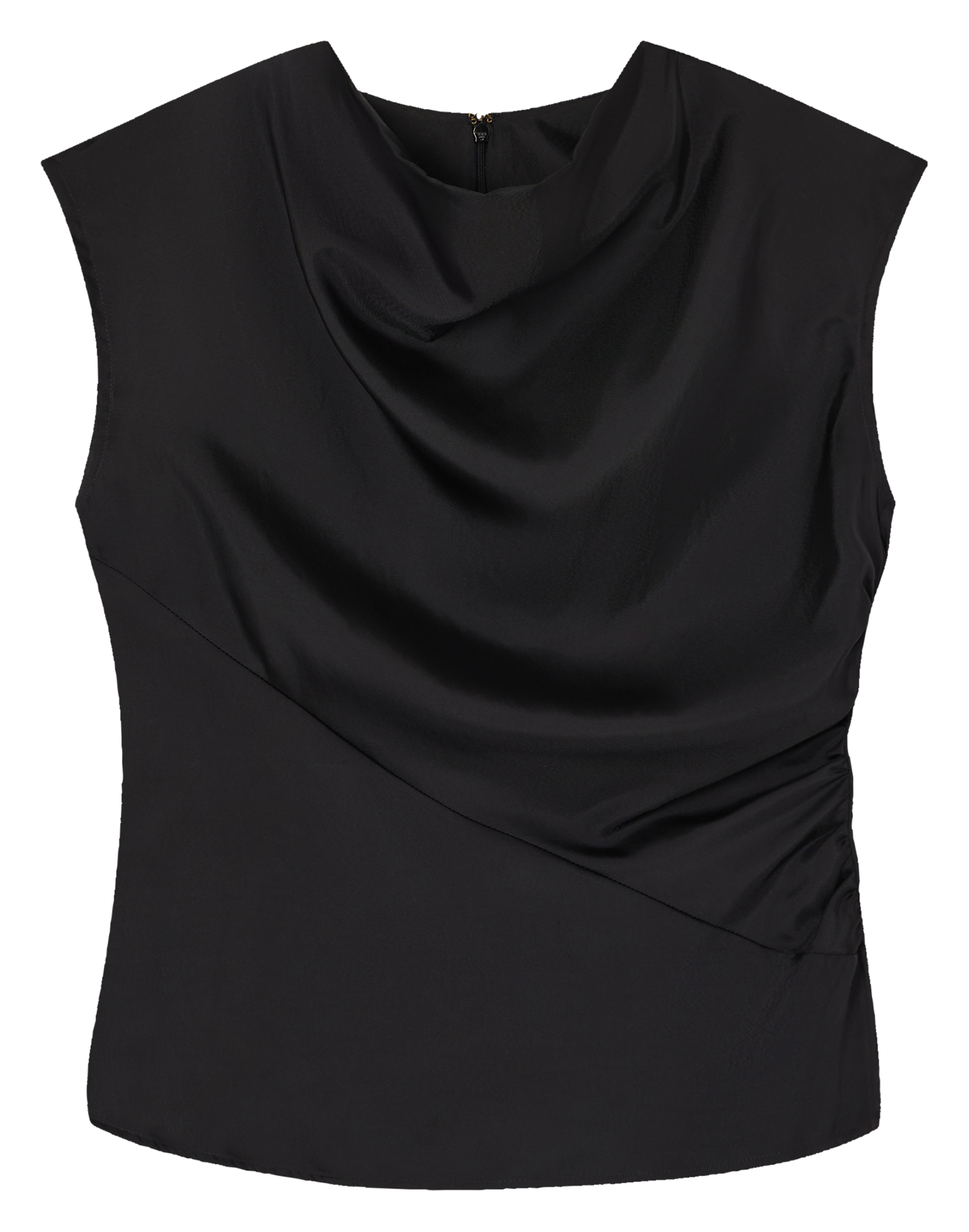 ECLAT - Top col rond drappé| Noir
