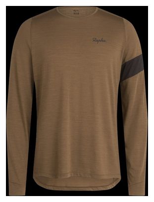 Maillot Manches Longues Rapha Trail Merino Marron / Noir