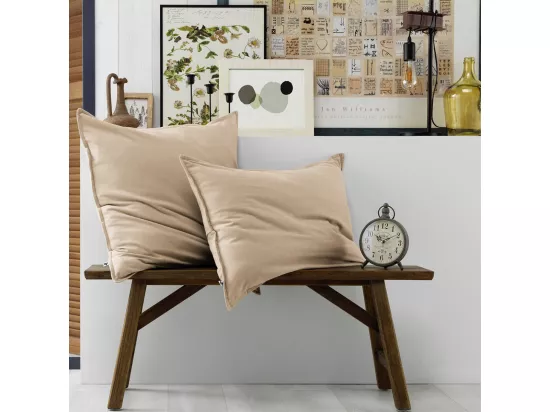 HEDDA - Taie d'Oreiller 63x63cm Flanelle de Coton Coloris Sable