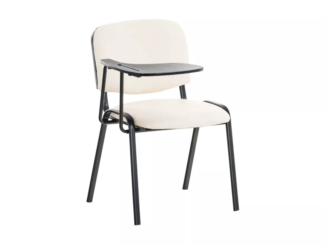 Lot de 4 Chaise de conférence - Similicuir & Métal noir mat - Crème - Ken mit Klapptisch