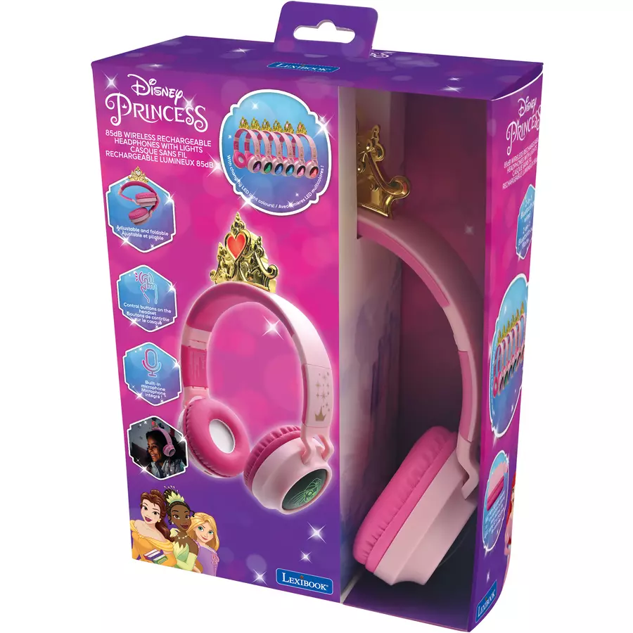 LEXIBOOK  Prinzessin 3D  2-in-1 Bluetooth- und Kabelanschluss, faltbare Kopfhörer mit sicherer Lautstärke