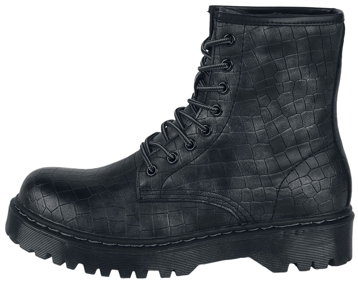 Bottines Lacées Motif Crocodile | Black Premium by EMP Bottes