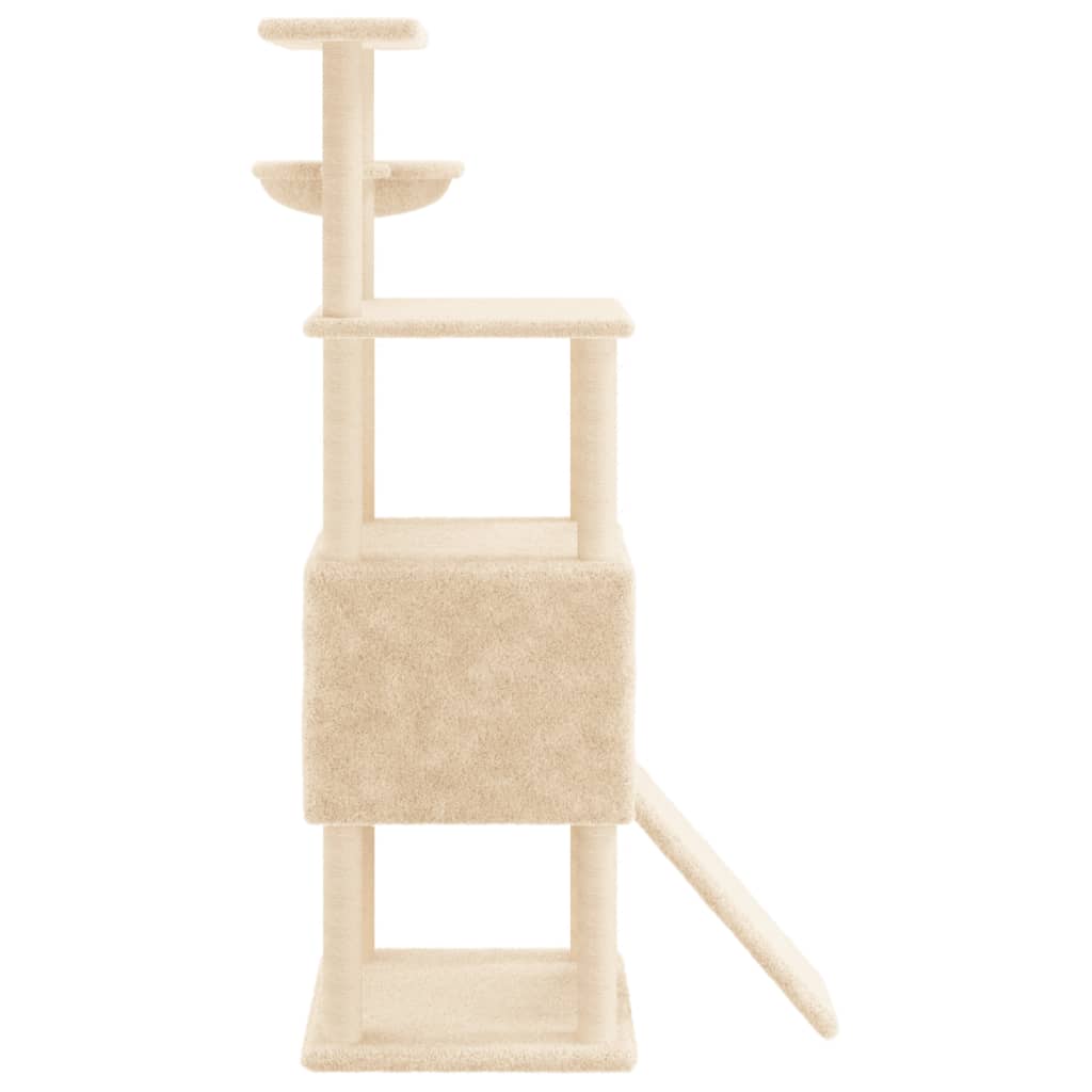Arranhador para gatos vidaXL com hastes de sisal creme, 153 cm
