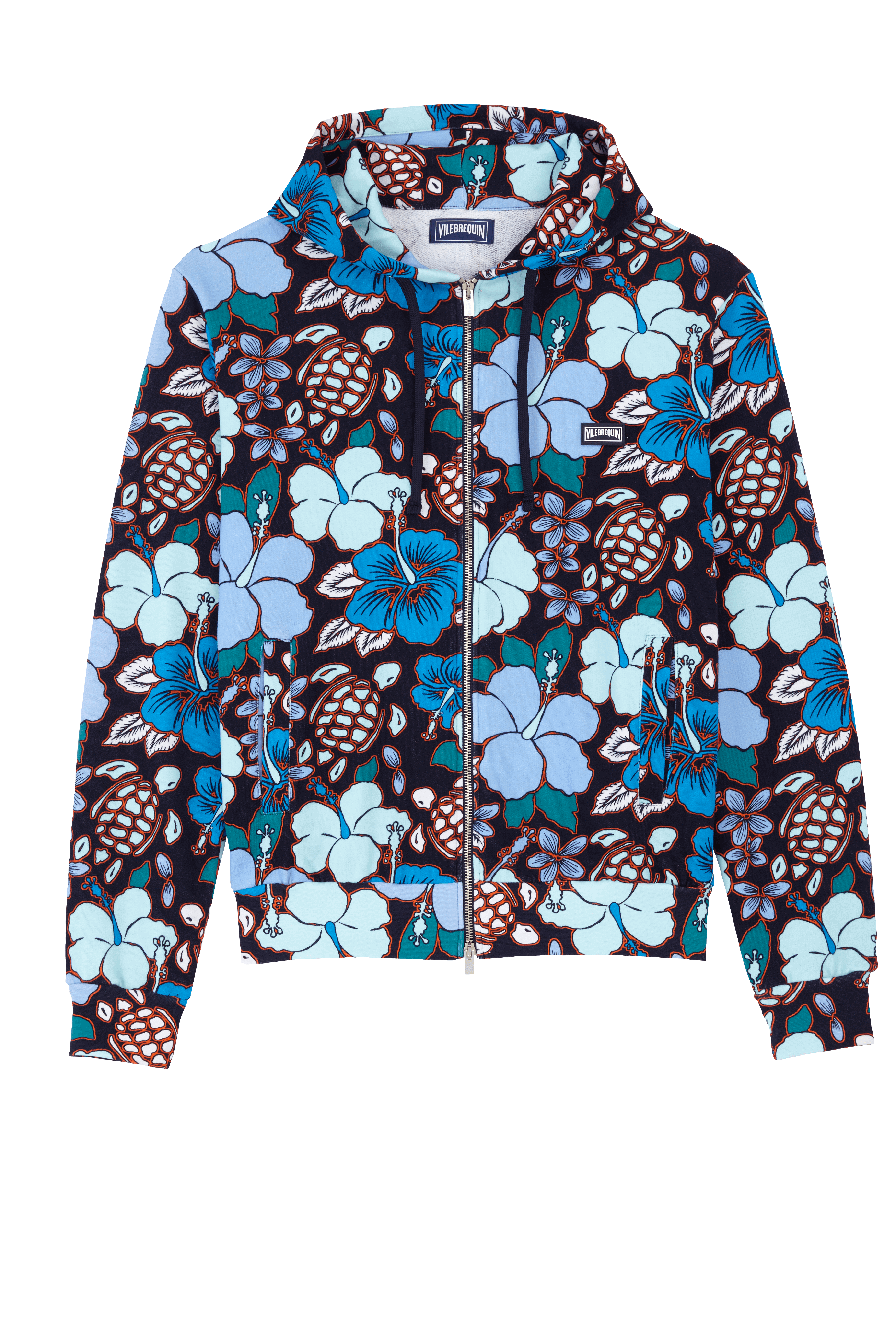 Sweat à capuche en coton zippé homme Tropical Turtles