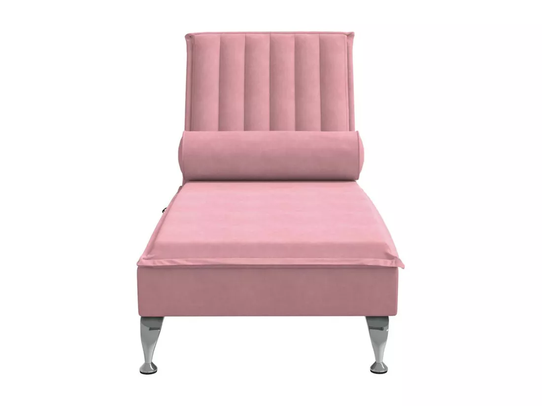 Chaise longue de massage avec traversin rose velours