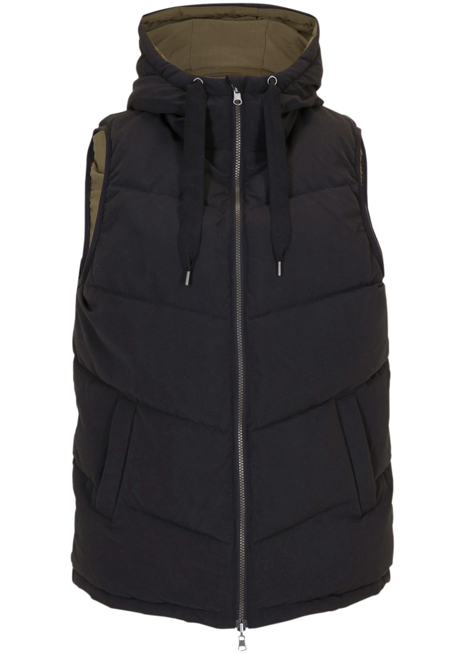 Veste sans manches matelassée réversible avec capuche en polyester recyclé
