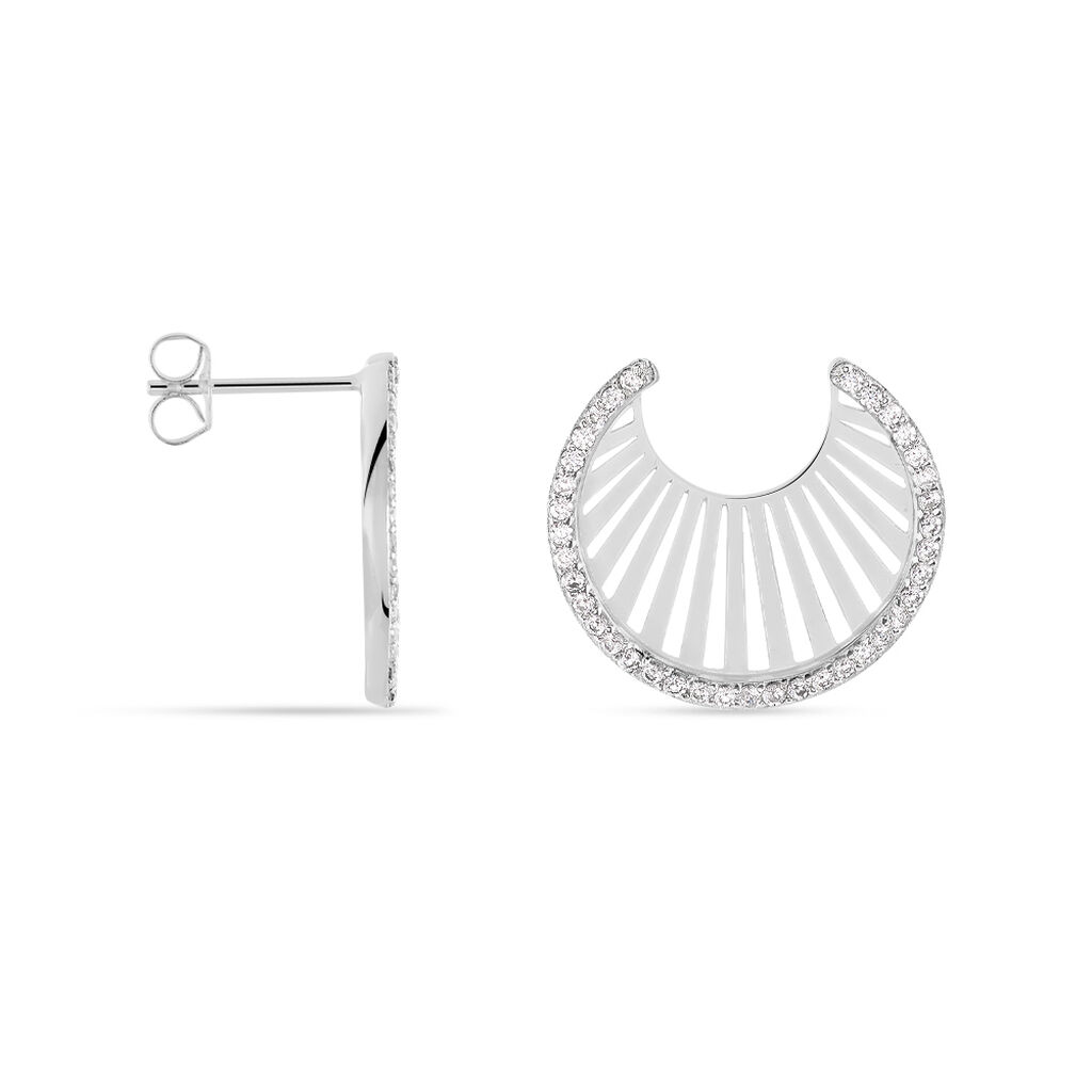Créoles Feliz Rondes Argent Blanc Oxyde De Zirconium
