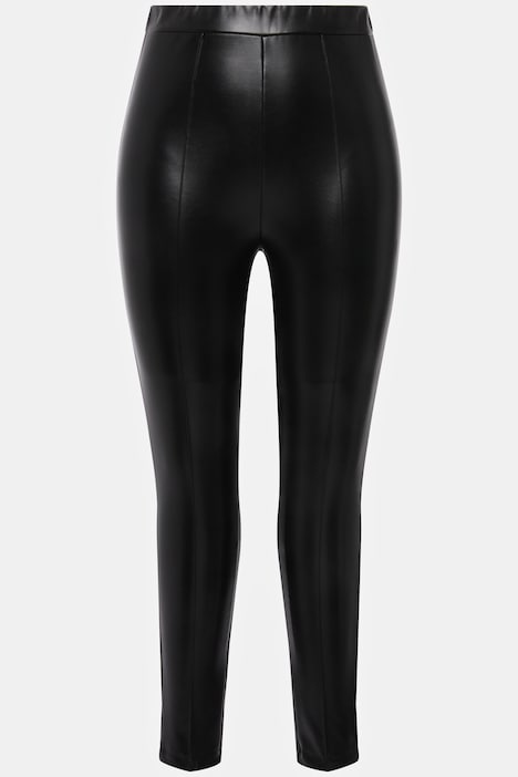 Leggings, Lederoptik, Slim, Elastikbund, Ziernähte