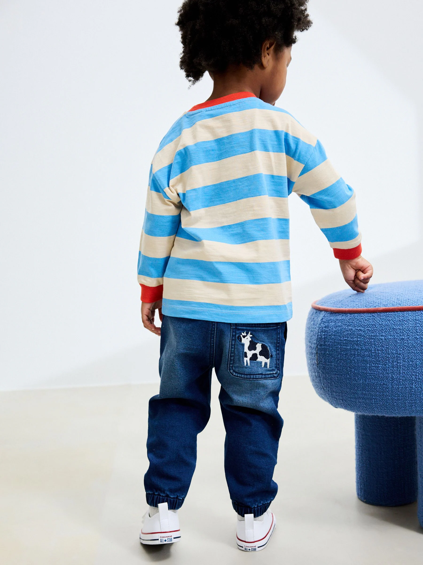 Middelblauw Boerderijpersonage - Jeans met elastische taille (3mnd-7jr)