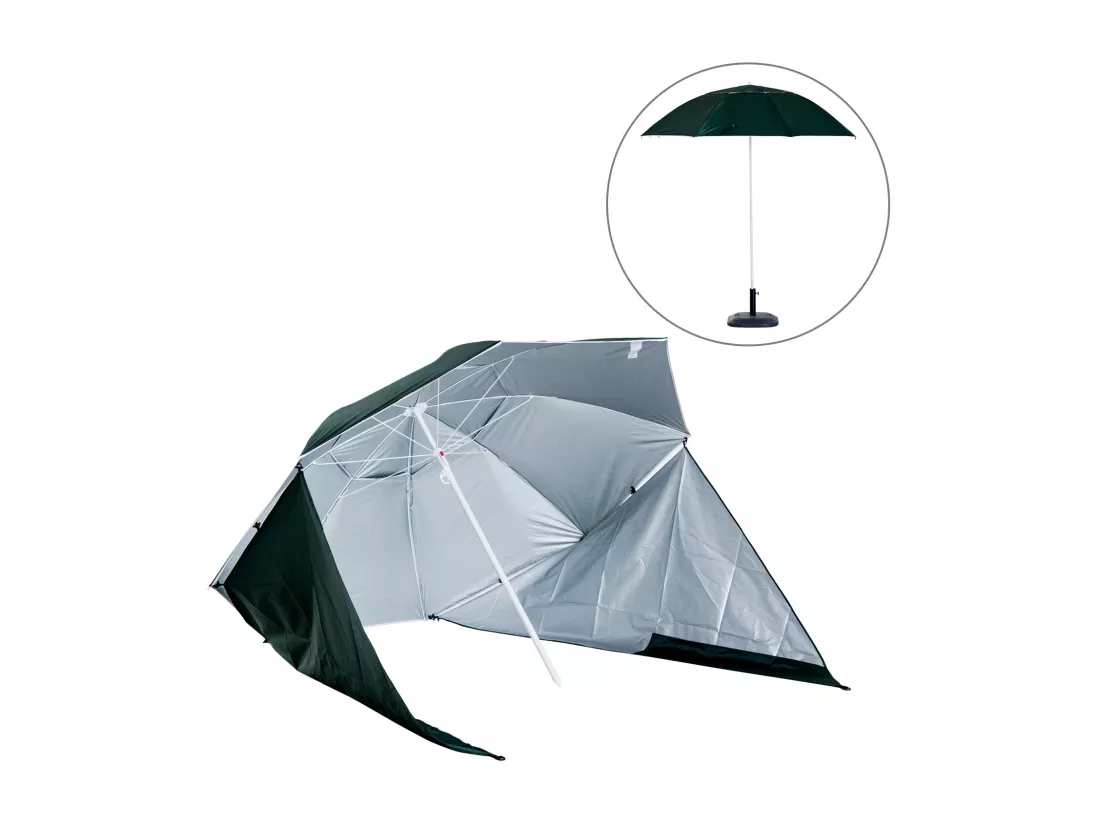 Parasol abri solaire ?2,1 x 2,22H cm protection UPF 50 + sac transport fourni vert foncé