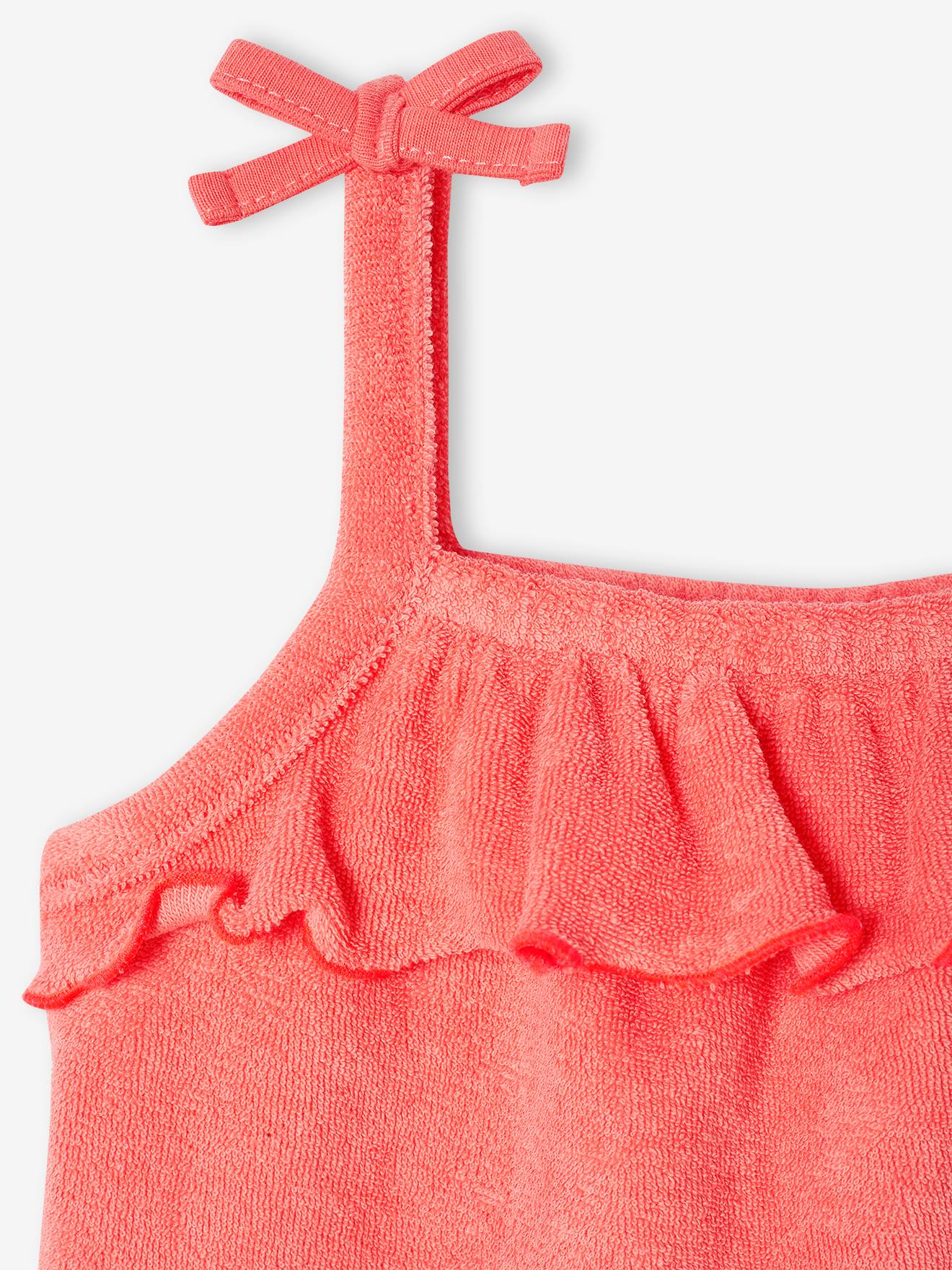 Conjunto de fleece encaracolado para bebê: regata coral e shorts.