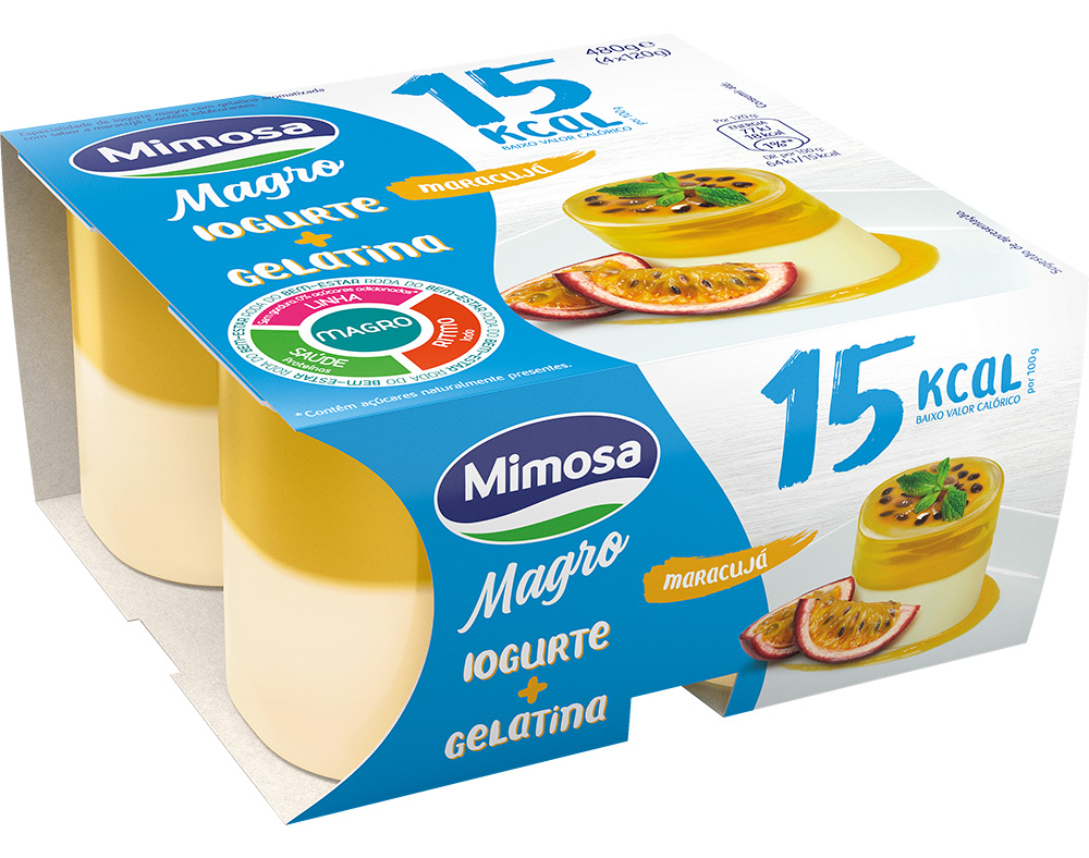 GELATINA MIMOSA COM IOGURTE MAGRO COM SABOR A MARACUJÁ 4X120G