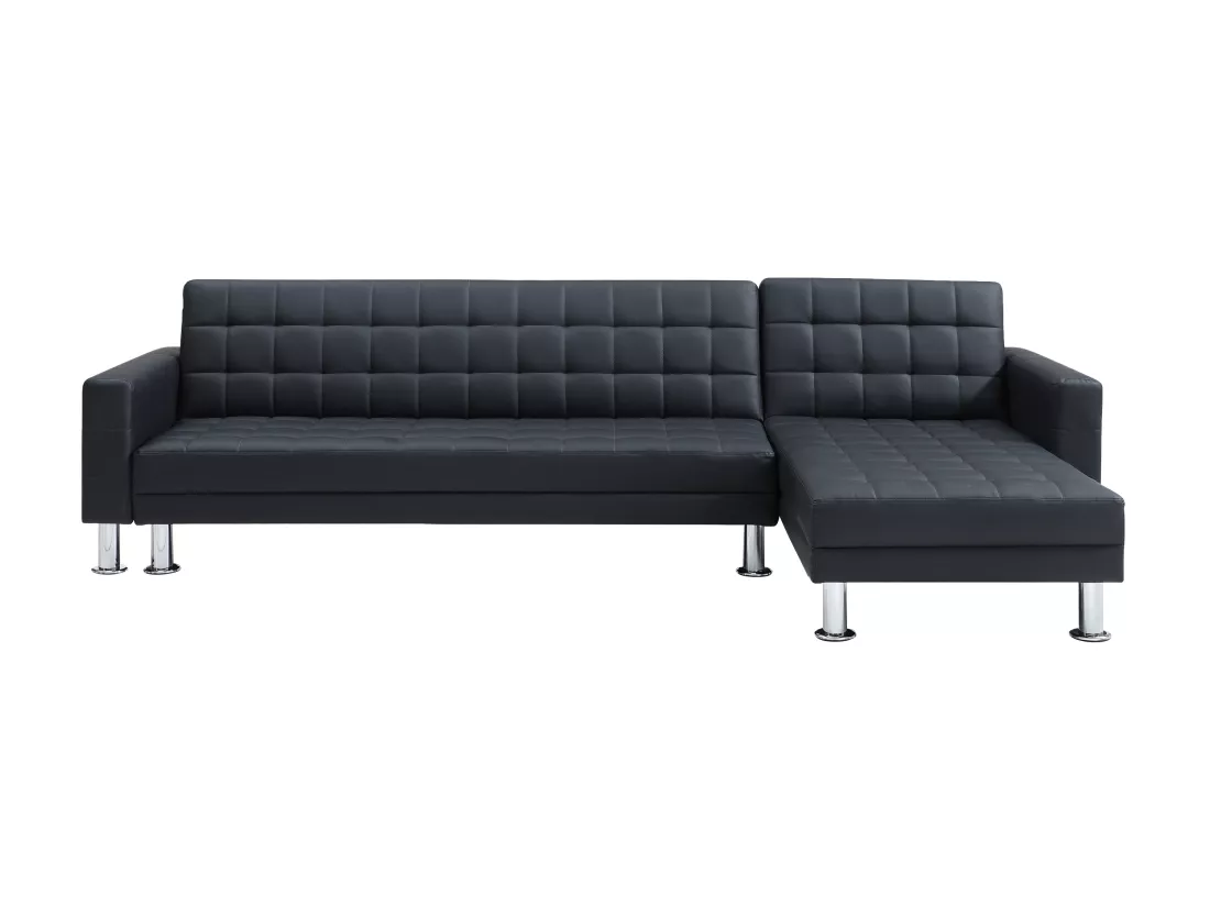 Canapé d'angle convertible et réversible en simili noir WILLIS II