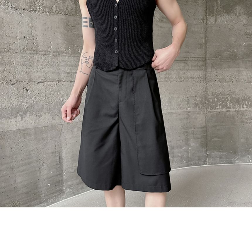 Freehop - Hoge taille effen asymmetrische shorts
