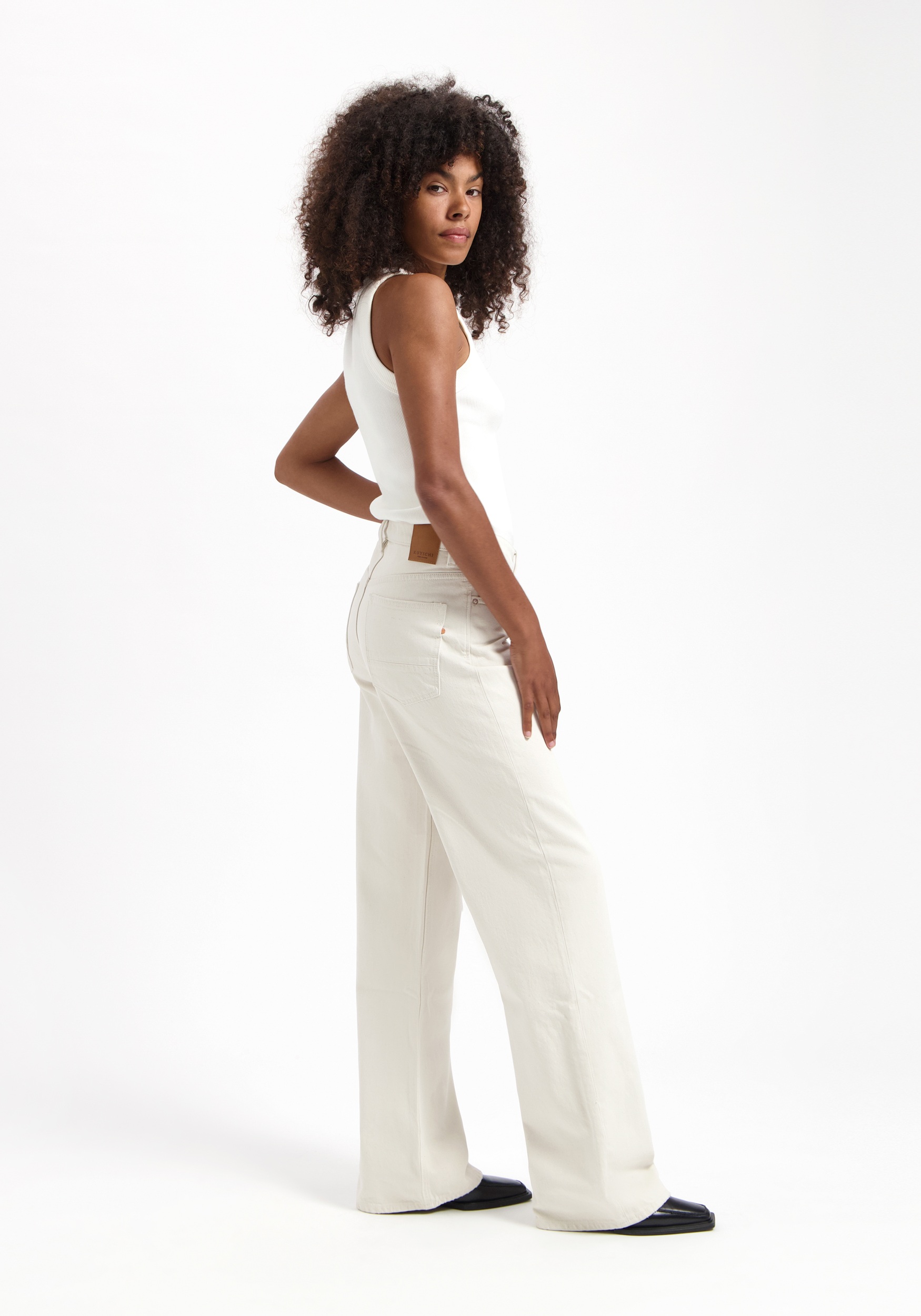 Kuyichi Damen-Jeans Harper Loose Flare Ecru