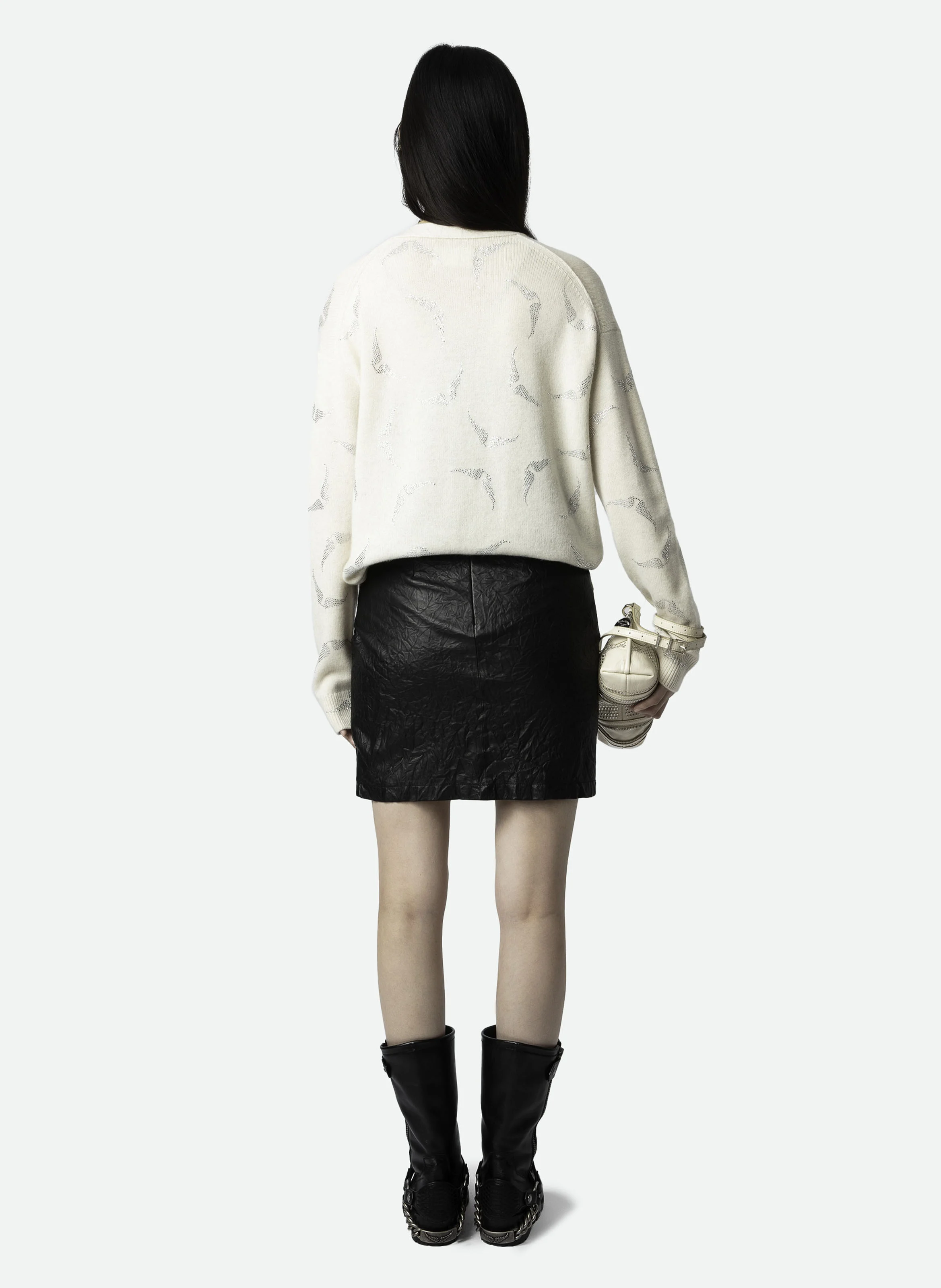 MIRKA - Cardigan à strass en cachemire | Blanc