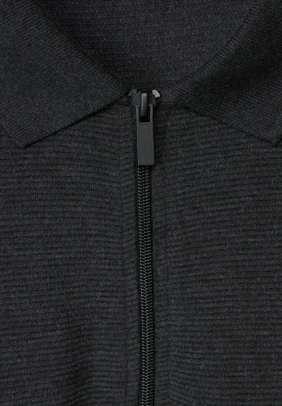 Struktur Zipper Sweatshirt - anthra grey melange