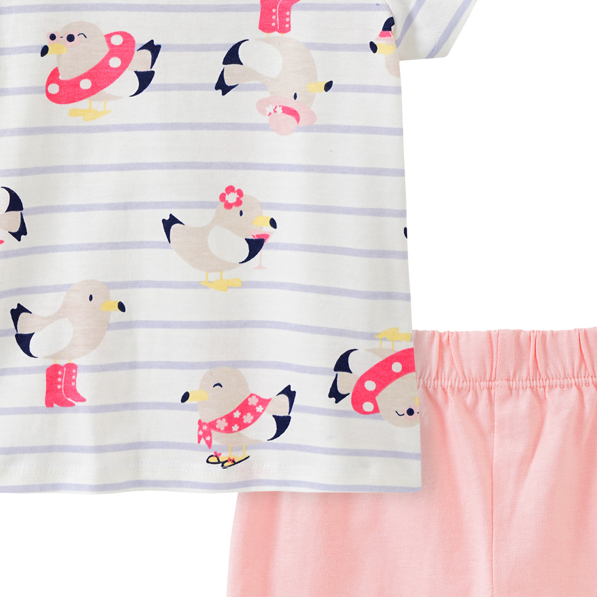 Topomini Baby Shorty mit Möwen-Allover weiss / rosa