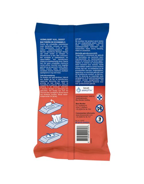 Blue Wonder Desinfectie Doekjes - Schoonmaakmiddelen - 80 stuks
