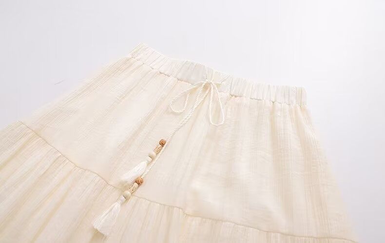 PANDAGO - Midi-A-lijn rok met hoge taille en ruches