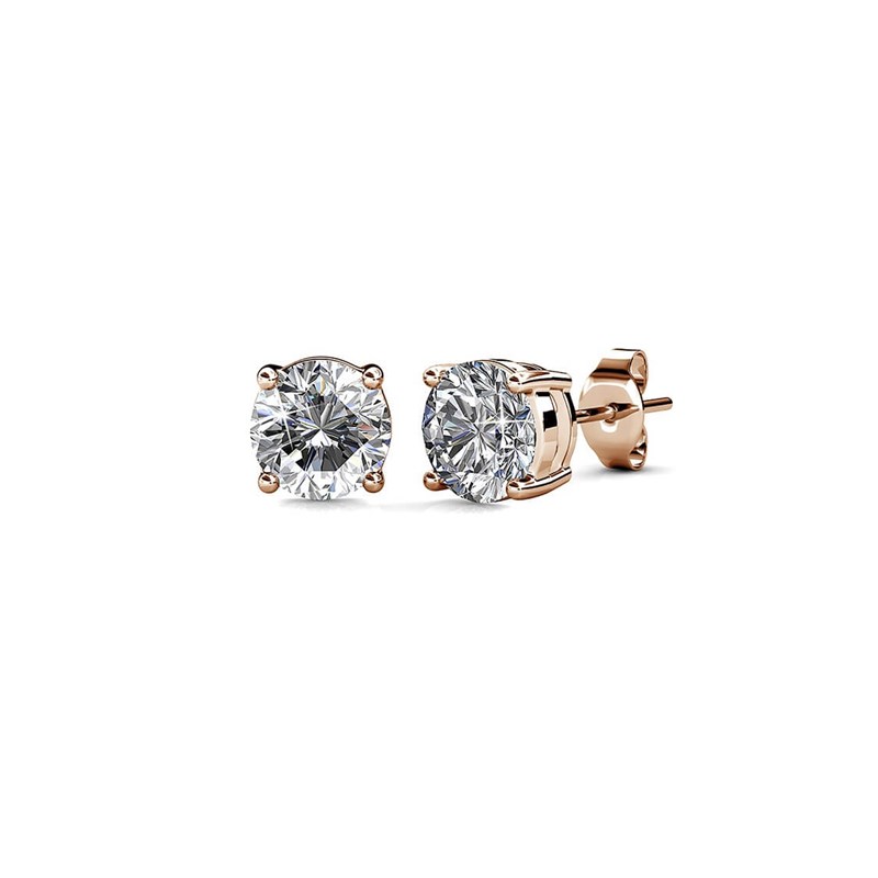 Boucles d'oreilles Mary - Or Rosé et Cristal