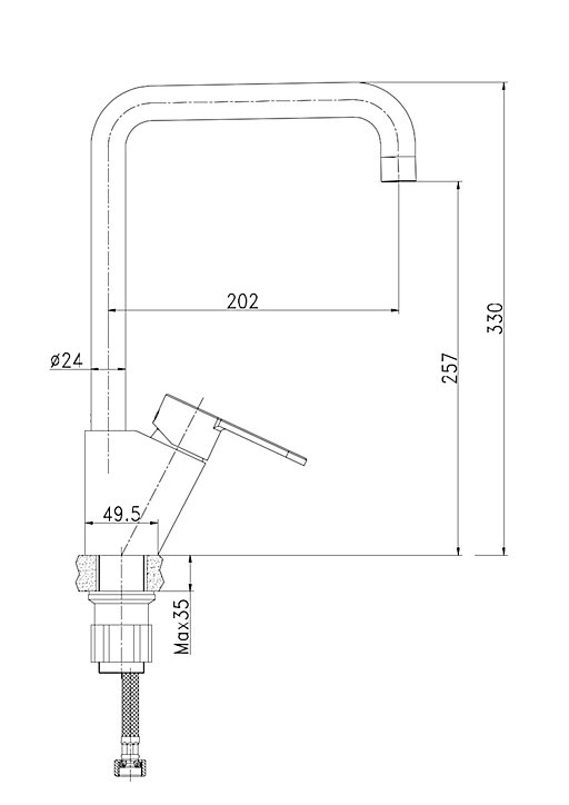 Mitigeur de cuisine chromé EsseBagno Moka