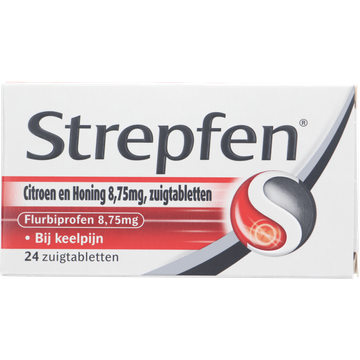 Strepsils Strepfen Citroen en Honing zuigtabletten bij keelpijn 8,75 mg, 24 stuks