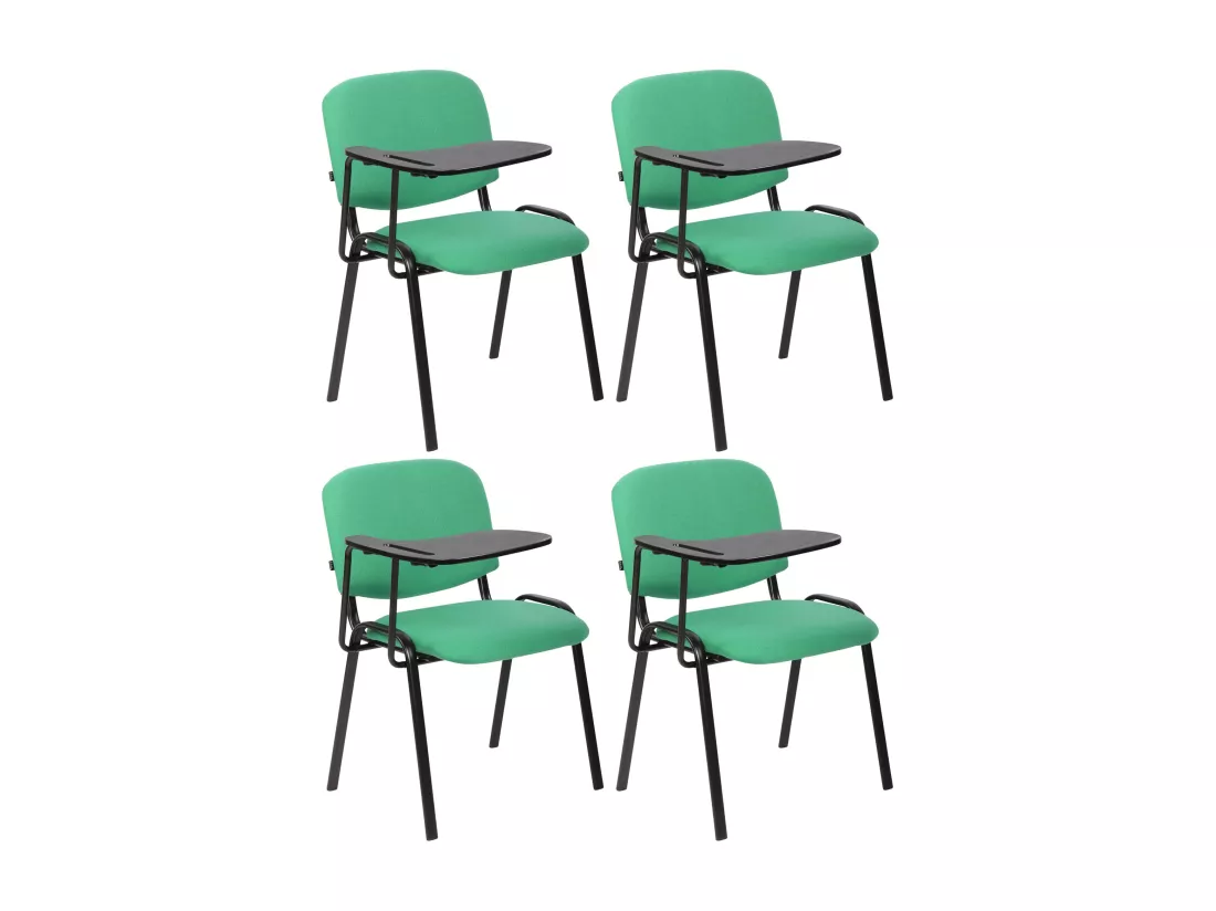 Lot de 4 Chaise de conférence - Tissu & Métal noir mat - Vert - Ken