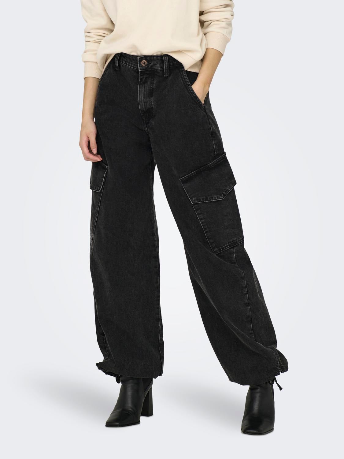 ONLPERNILLE Hohe Taille Jogger Fit Jeans Black Denim
