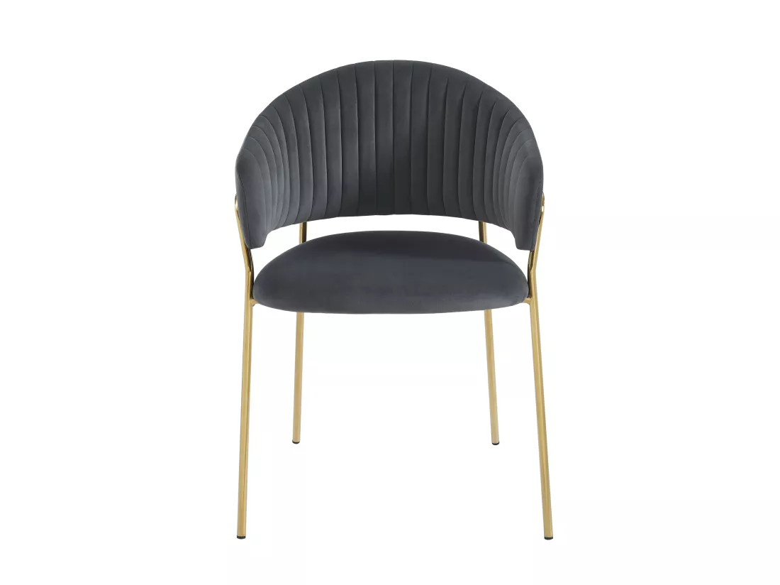 Lot de 2 chaises en velours et métal doré - Gris - MADOLIA de Pascal MORABITO