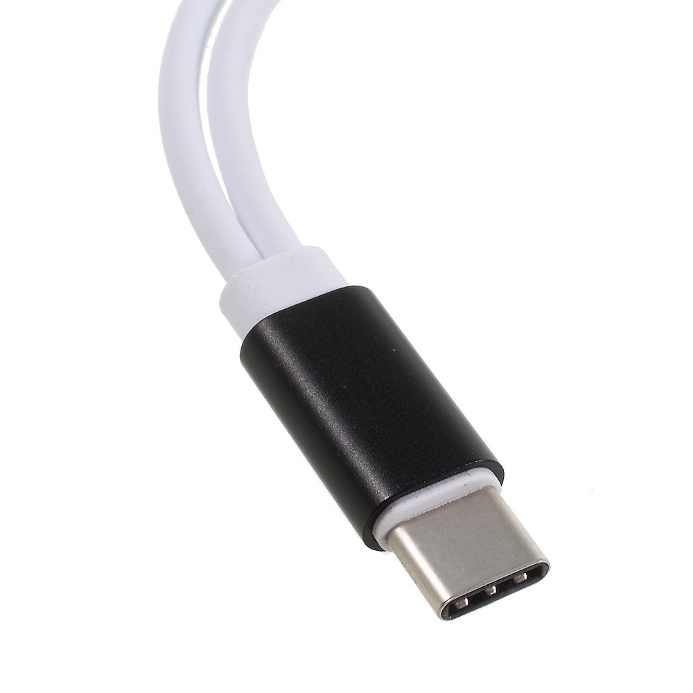 2in1 USB C auf 3.5mm AUX   USB C Adapter (12.5 cm) - Weiss / Schwarz
