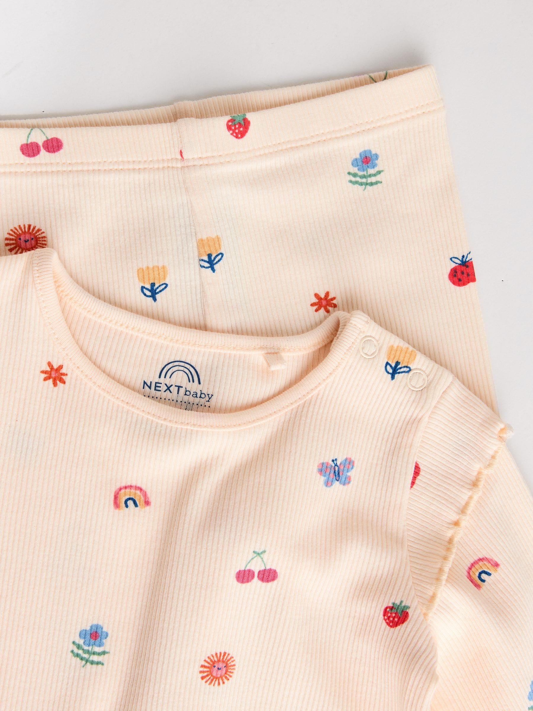 Roomkleurig met vrolijke figuurtjes - Top en Leggings 2 -delige Baby Set (0mnd-2jr)
