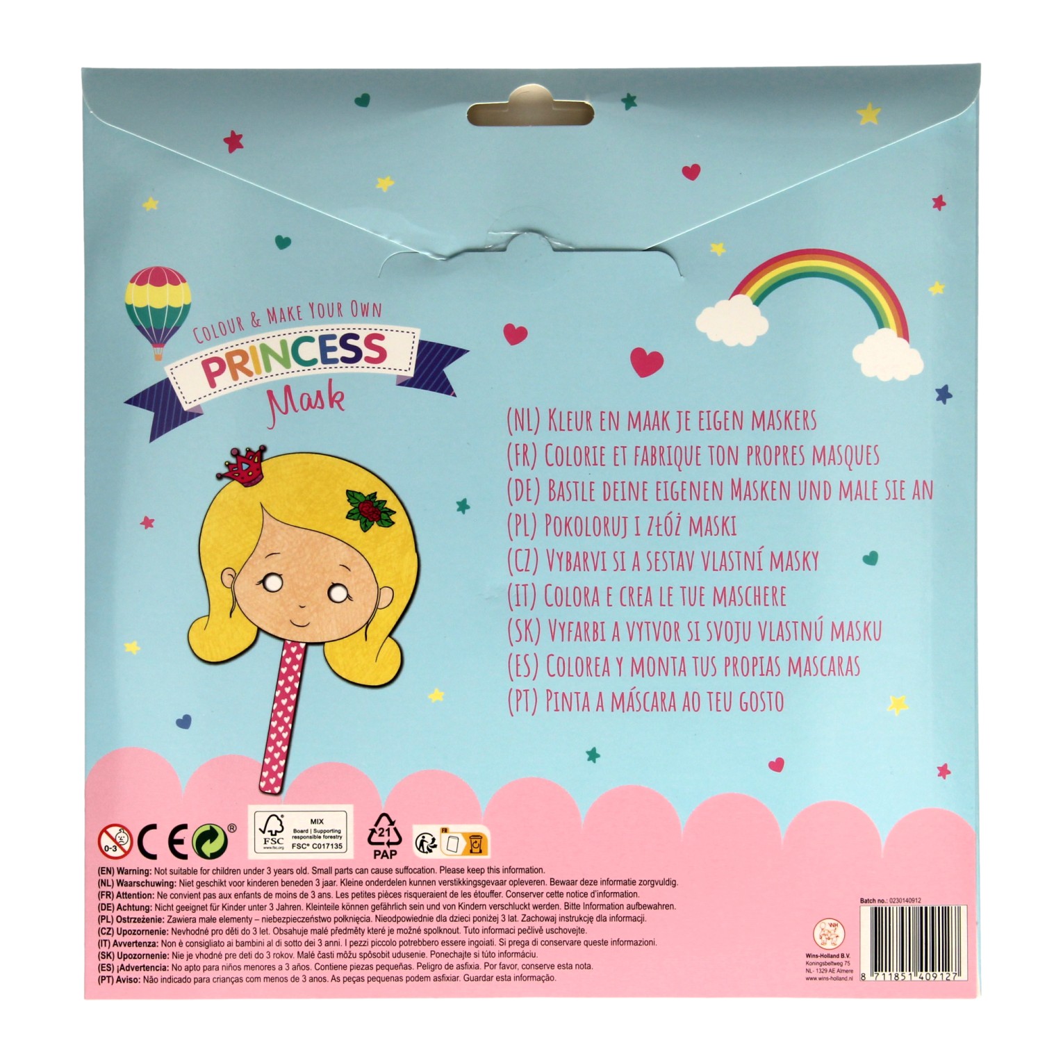 Kleur en Maak je eigen Maskers - Prinses, 4st.