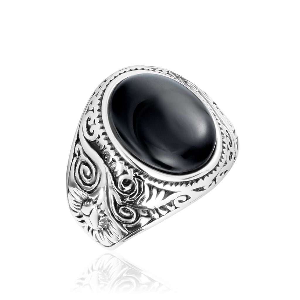 Chevalière Zayn Acier Blanc Agate