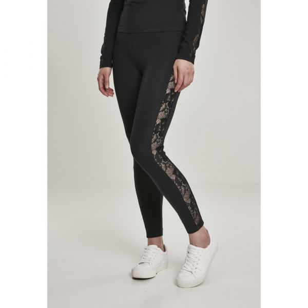 Urban Classics Striped Lace Leggings Preto XL Mulher
