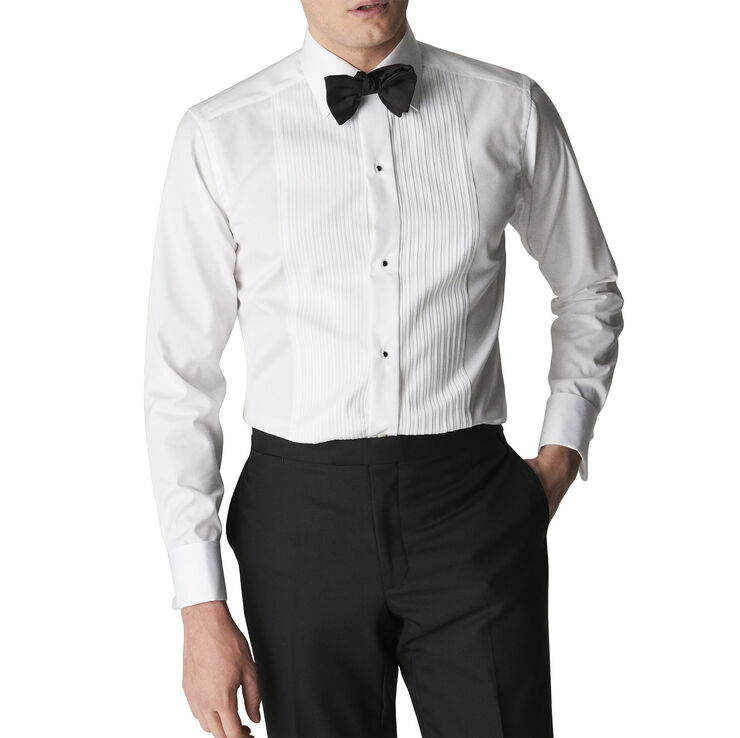 ETON Plissé black tie shirt - Slim Fit Hvid