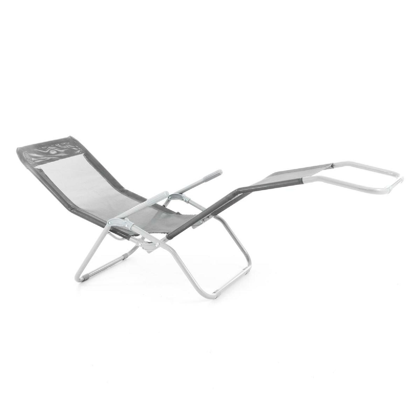 VCM Gartenliege 2er Set Bäderliege 160 cm Grau Armlehne Stahl Relaxliege klappbar