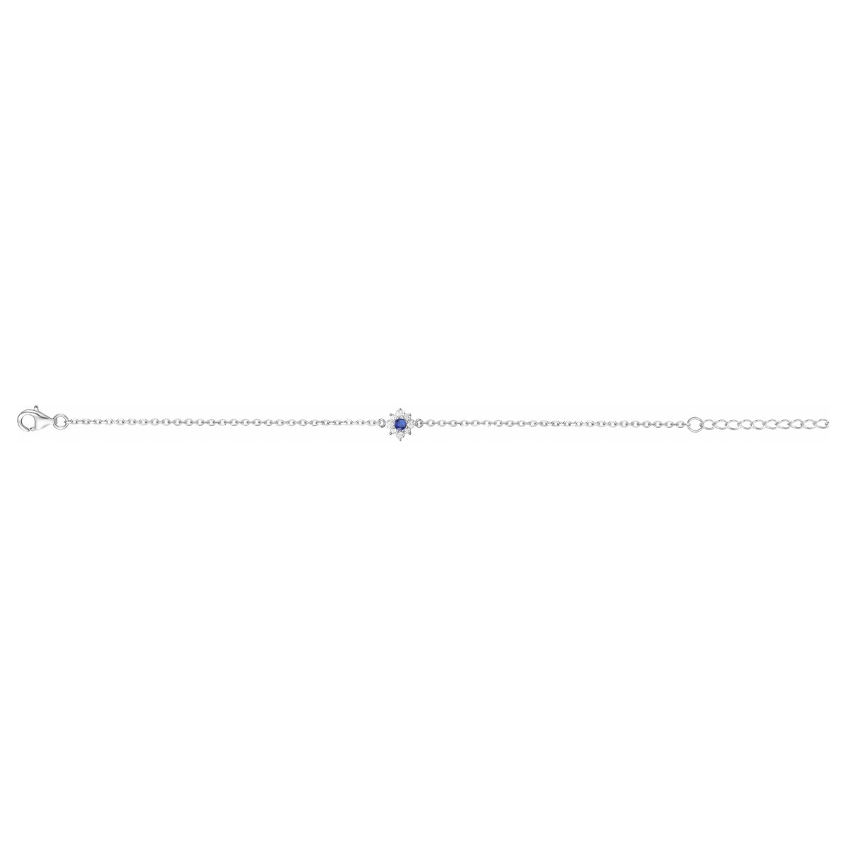 Bracelet souple mono-motif en Argent avec spinelle bleu saphir