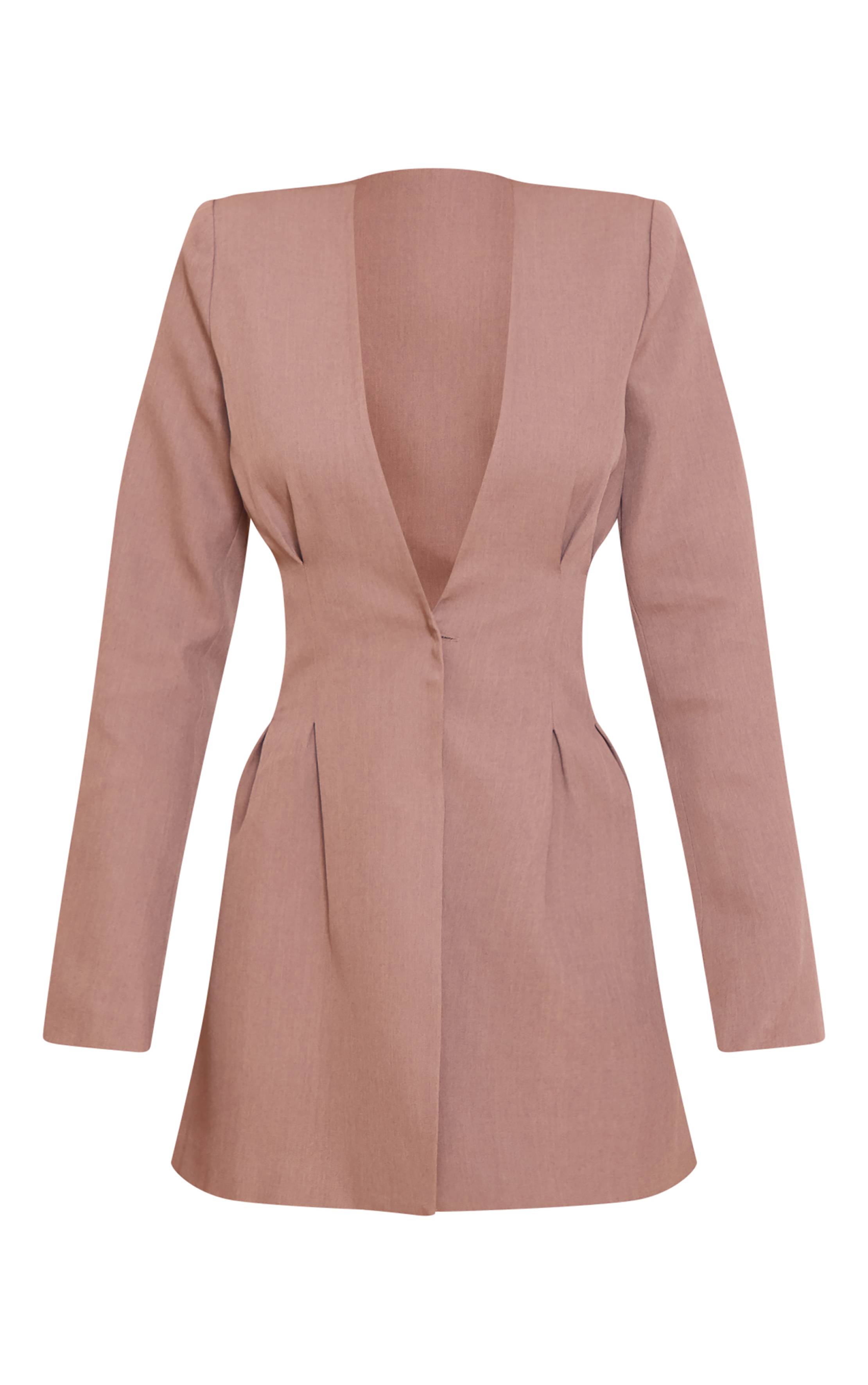 Champignon Robe Blazer Droite Plissée En Tissu Tissé