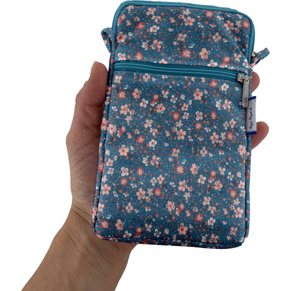 Pochette Téléphone Matelassée Fleuri Nude Ardoise