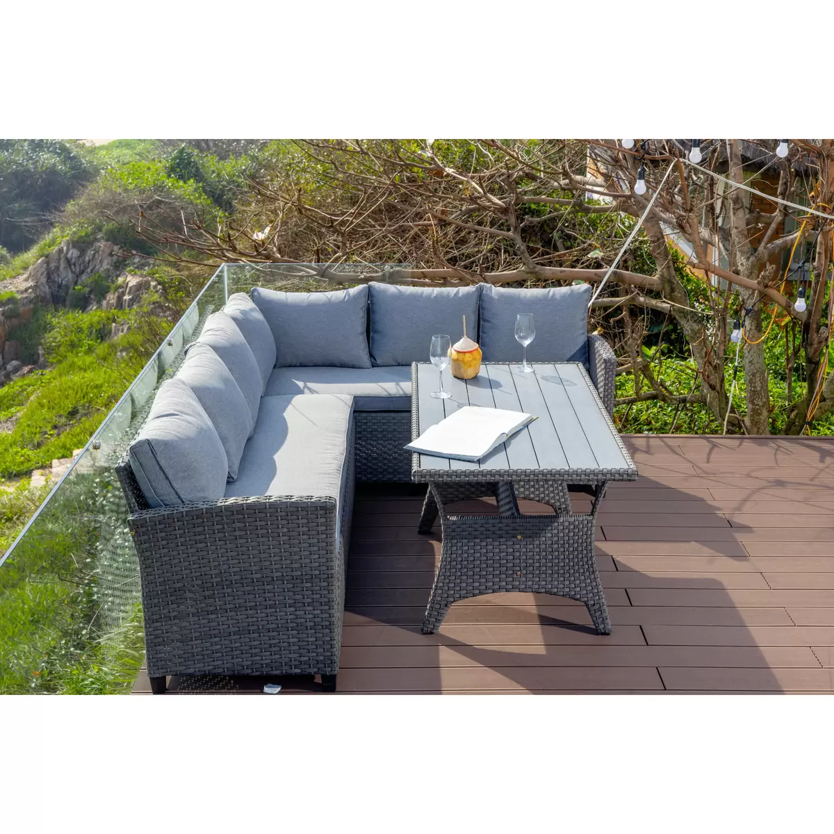 Ondega Gartenlounge Vipora 3-Teilig Rechts Grau
