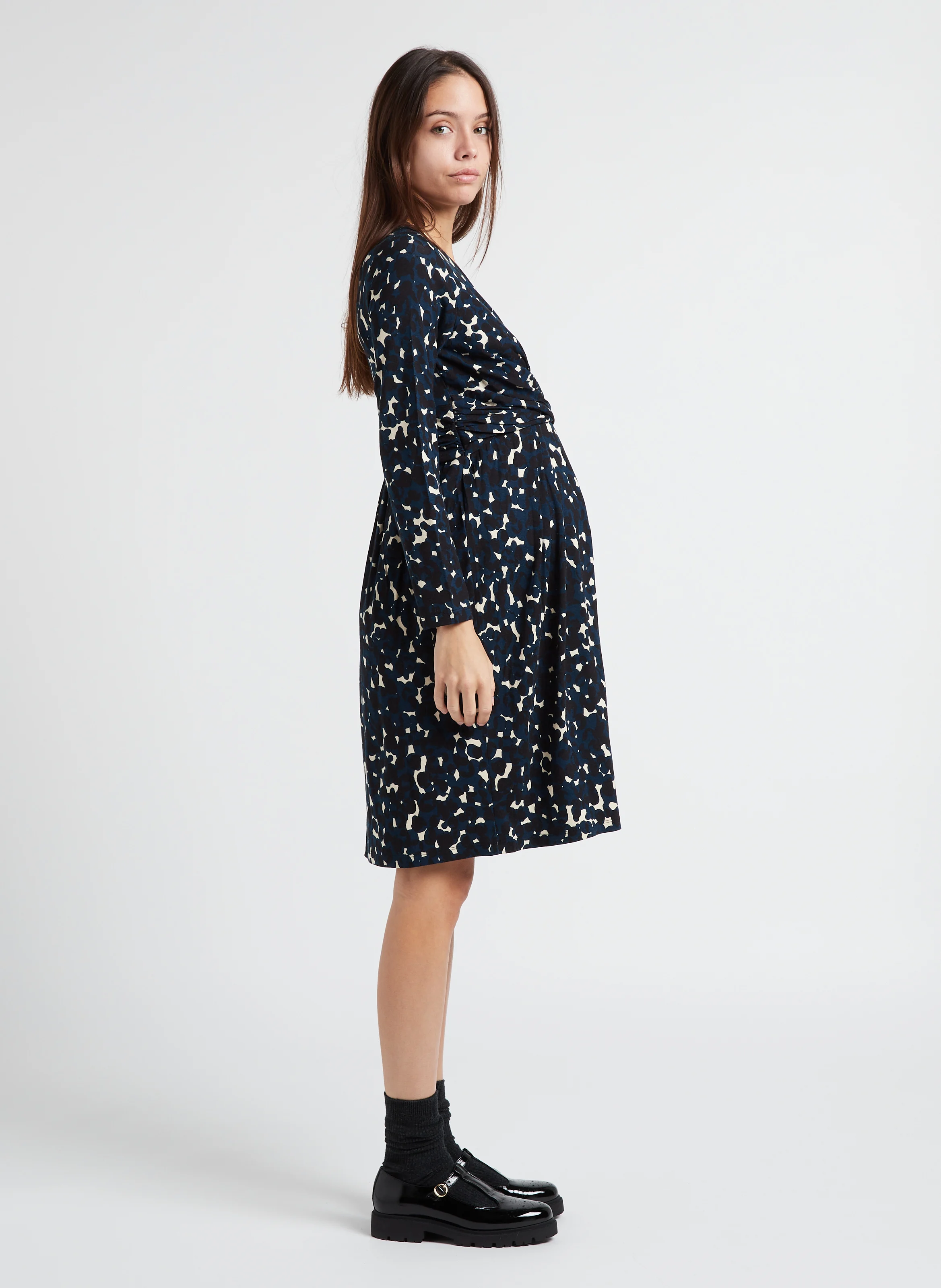 ELAINE - Robe grossesse et allaitement en jersey imprimé | Multicolore