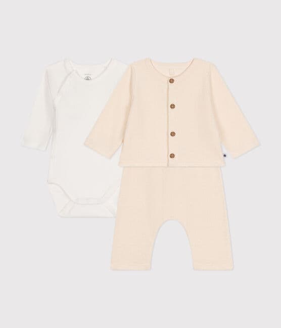 Ensemble 3 pièces en bouclette éponge bébé