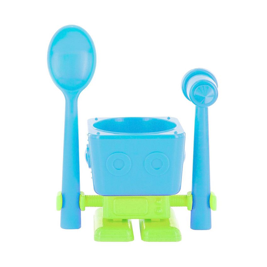 Kit coquetier Robot - Bleu - Doré