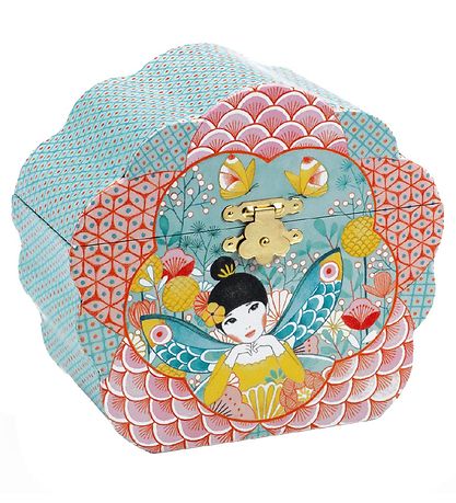 Djeco Smykkeskrin m. Musik - 14x15x8 cm - Blåmstrende Melodi