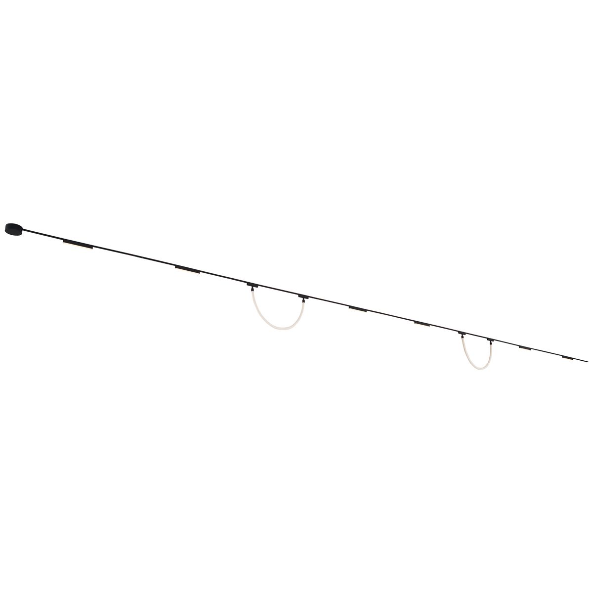 Railsysteem met 6 plafondlampen en 2 hanglampen zwart 1-fase - Magnetic Marra Tautau