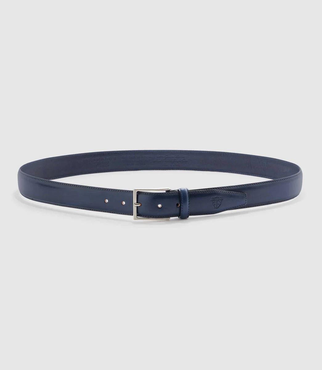 Ceinture ajustable 35mm en cuir marine